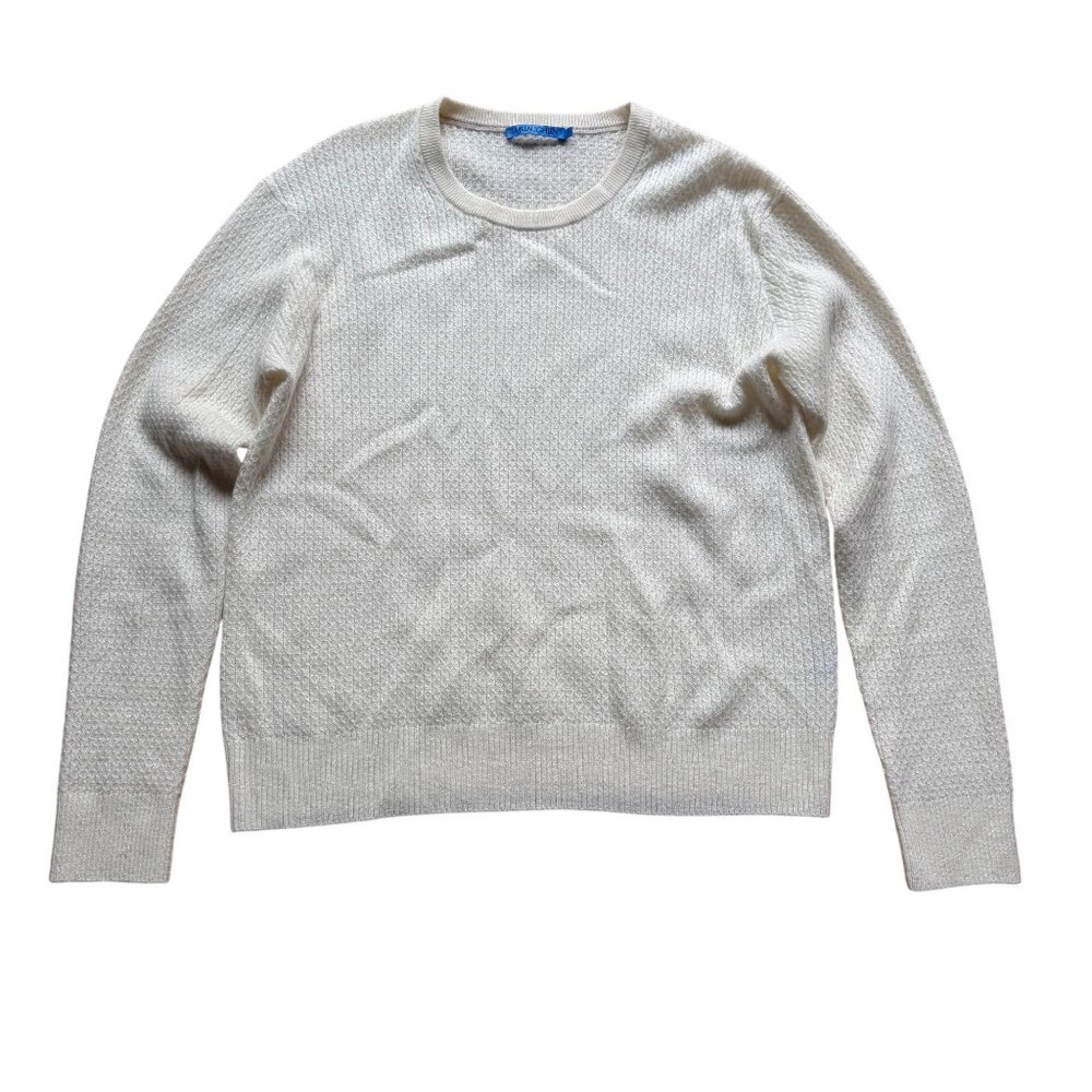 Cashmere J. McLaughlin Size M Cream Textured Knit Long Sleeve Crewneck Sweater